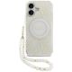 Guess IML Flowers Electro Pearl Strap MagSafe case for iPhone 17 - white