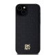 3. DKNY Leather Monogram Pattern Metal Logo MagSafe Case for iPhone 15 Plus / 14 Plus - Black