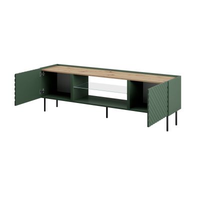 3. TV cabinet with electric fireplace ONDA 180.5x40xH58.39 green (standing or hanging)