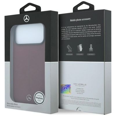 8. Mercedes Leather Semi Wrap Iconic Line MagSafe Case for iPhone 18 Pro / 17 Pro - Burgundy
