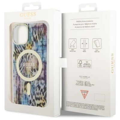8. Guess Leopard MagSafe case for iPhone 14 - blue