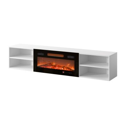 7. POLO TV cabinet 180x33x39 white + black fireplace