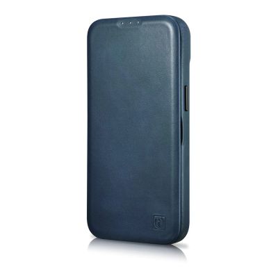 6. iCarer CE Oil Wax Premium Leather Folio Case iPhone 14 Plus magnetic flip case MagSafe blue (AKI14220707-BU)