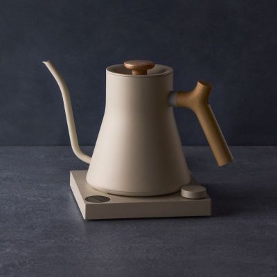 Fellow Stagg EKG PRO 900ml Sesame Beige Electric Kettle with Wooden Handle