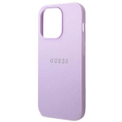 6. Guess Saffiano Strap Case for iPhone 14 Pro - Purple