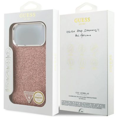 8. Guess Glitter Triangle Logo MagSafe Case for iPhone 17 Pro Max - Pink