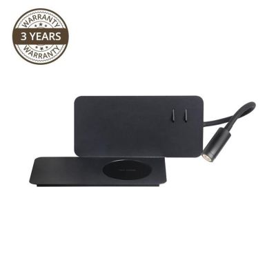 FIJI 19132-BK 5+3W LED wall lamp with charger, black