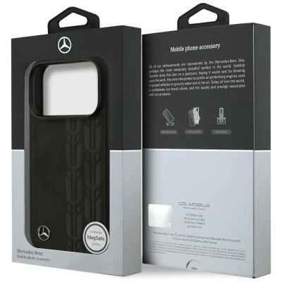 8. Mercedes Leather Laurel Leaves MagSafe Case for iPhone 17 Pro - Black