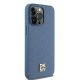 9. DKNY Leather Monogram Pattern Metal Logo MagSafe Case for iPhone 15 Pro Max - Blue