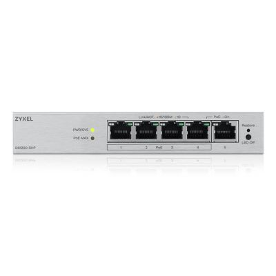 3. Switch Zyxel GS1200-5HP 5p v3 PoE (PoE+: 4;) 68W Managed Gigabit