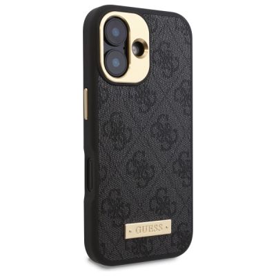 4. Guess 4G Logo Plate MagSafe iPhone 16 Case - Black