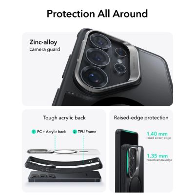 2. ESR Classic Hybrid Kickstand MagSafe Case for Samsung Galaxy S26 Ultra - Clear Black