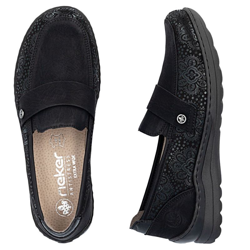 5. Women's comfortable black moccasin shoes Rieker 48968-00