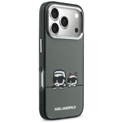 4. Karl Lagerfeld IML Karl & Choupette Peekaboo Logo MagSafe Case for iPhone 17 Pro - Black