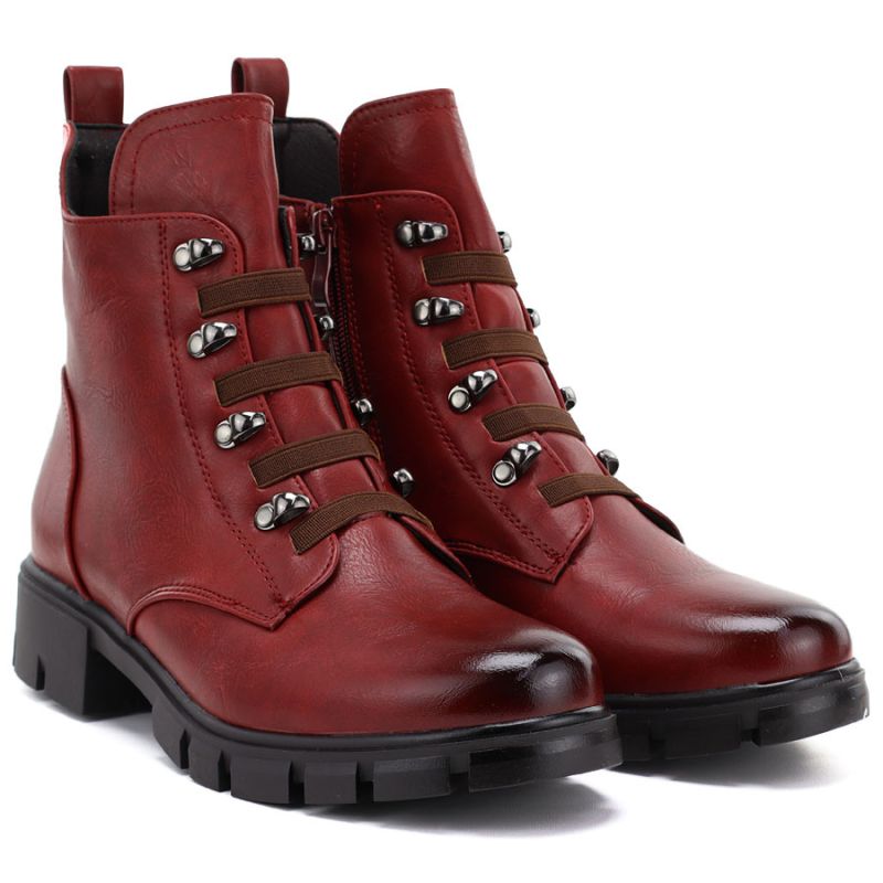 4. Women's insulated red worker boots M.Daszyński MR23123