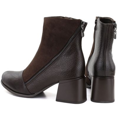 5. Women's insulated ankle boots with a block heel, chocolate M.Daszyński SA269-5