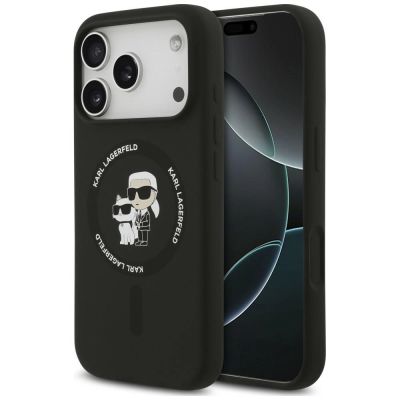 Karl Lagerfeld Silicone Karl&Choupette Ring MagSafe Case for iPhone 18 Pro Max / 17 Pro Max – black