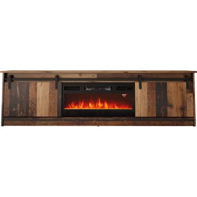 GRANERO TV cabinet + fireplace 200x56.7x35 old wood