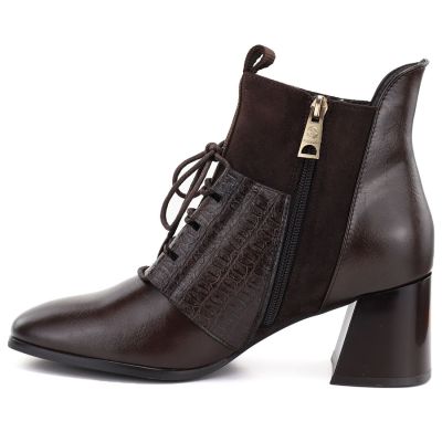 3. Women's insulated high-heeled ankle boots, brown, Vinceza 58670