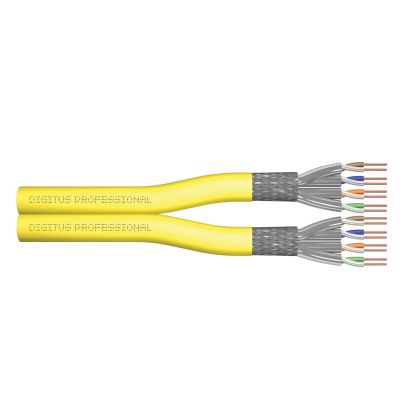 DIGITUS Duplex Installation Cable Cat.7A, S/FTP, Dca, AWG 23/1, LSOH, 100m, Yellow, Reel
