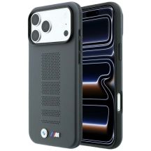 BMW M Blue Perfo Metal Logo MagSafe Case for iPhone 18 Pro / 17 Pro - Gray