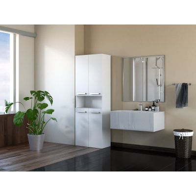 2. NEL BATHROOM COLUMN WHITE 2 BASKETS SHORT DOOR SET
