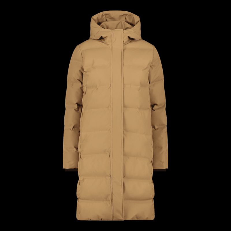 CMP women's long hooded jacket, winter waterproof, insulated, beige (34K0096/P814)