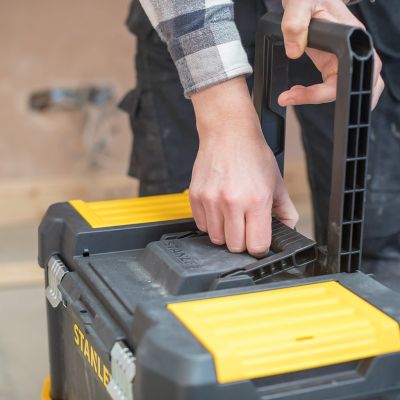 13. Stanley Essential Hard Tool Case Plastic Gray, Yellow