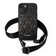 2. Karl Lagerfeld Monogram Plaque Logo Strap Case for iPhone 14 / 15 / 13 6.1" - Black