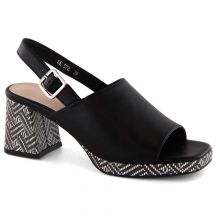 Sergio Leone W SK442 black sandals on a decorative heel