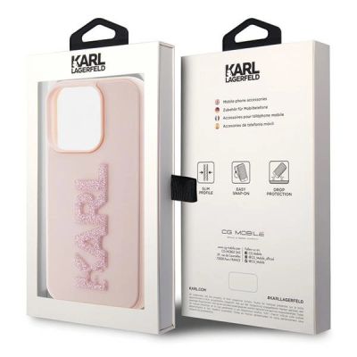8. Karl Lagerfeld 3D Rubber Glitter Logo case for iPhone 15 Pro - pink