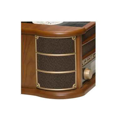 4. Denver MCR-50MK3 Retro Turntable – Wood Dark (FM, CD, USB)
