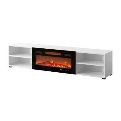 6. POLO TV cabinet 180x33x39 white + black fireplace