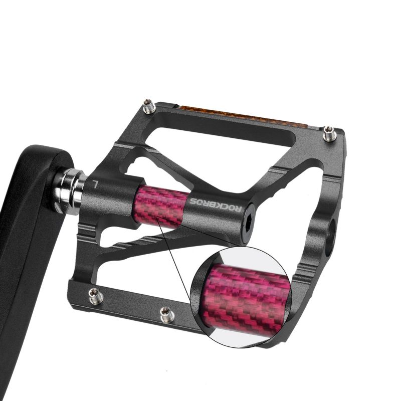 4. Rockbros K307PT Aluminum Reflective Platform Bicycle Pedals - Black