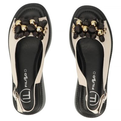 5. Women's gold leather wedge sandals Filippo DS7577