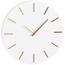 WHITE ALUMINUM WALL CLOCK, DIAMETER 35.5 CM MICA