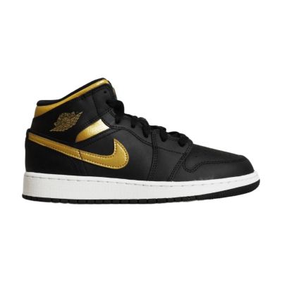 Air Jordan 1 Mid Junior (GS) Basketball Shoe Black/Metallic Gold - DQ8423-071