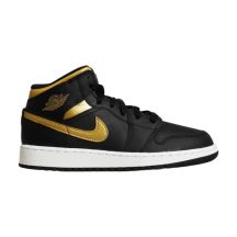 Air Jordan 1 Mid Junior (GS) Basketball Shoe Black/Metallic Gold - DQ8423-071