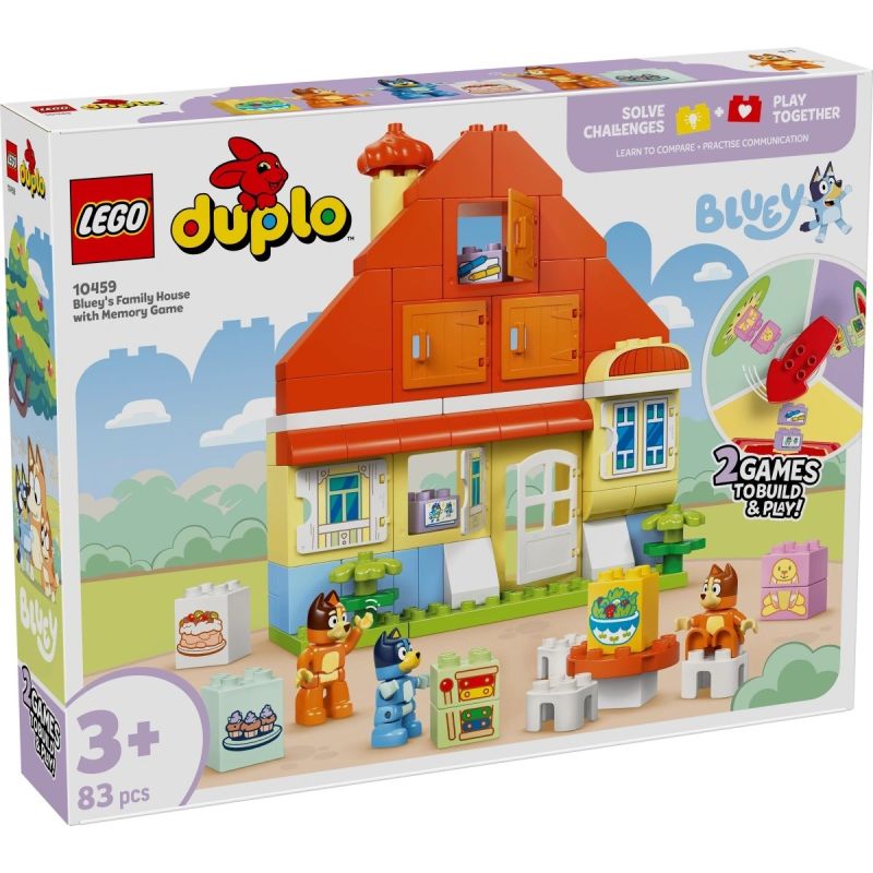 7. LEGO DUPLO Bluey 10459 Blue's Family House with Memory Game