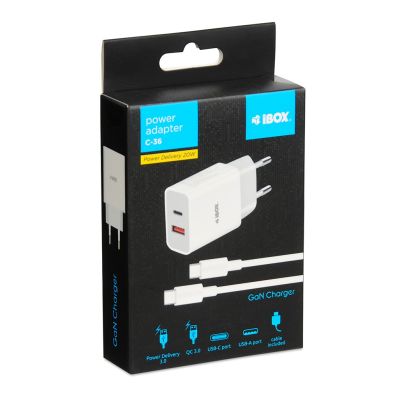 6. I-BOX C-36 PD20W USB-C + USB-A MAINS CHARGER