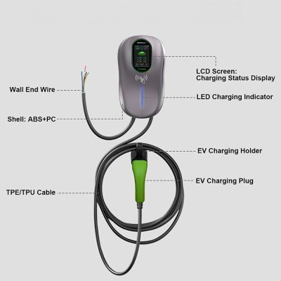 14. Qoltec EV Charging Station 2in1 Type2 22kW Wi-fi LCD RFID 3 Phase Wallbox 5m