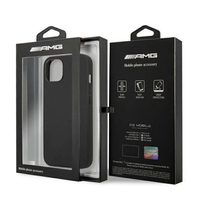 8. AMG AMHCP14SDOLBK iPhone 14 6.1 "black / black hardcase Leather Hot Stamped