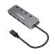 Wozinsky WHS088YSS 4x USB-A Aluminum Hub with Individual Switches and 15cm USB-C Cable - Gray