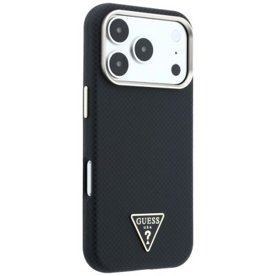 4. Guess Kevlar Triangle Logo MagSafe Case for iPhone 17 Pro / 18 Pro - Black