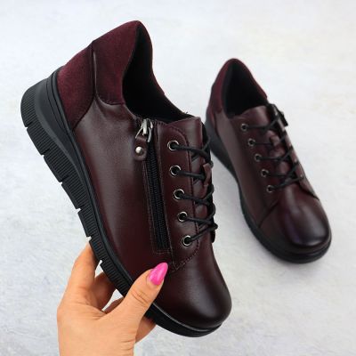 2. Burgundy Leather Women’s Wedge Shoes Vinceza 39964