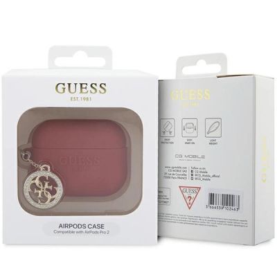 4. Guess GUAP23DSLGHDF AirPods Pro 2 cover red 3D Rubber 4G Diamond Charm