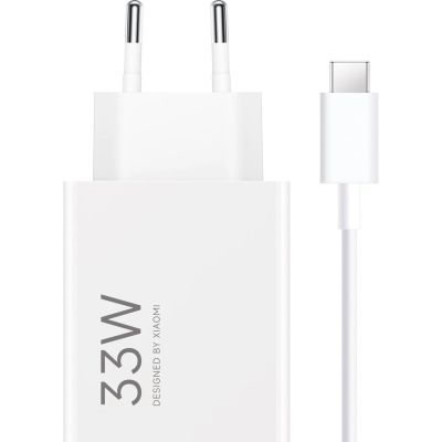 2. Xiaomi MDY-16-EF 1xUSB-A 33W Wall Charger with 3A USB-C Cable - White