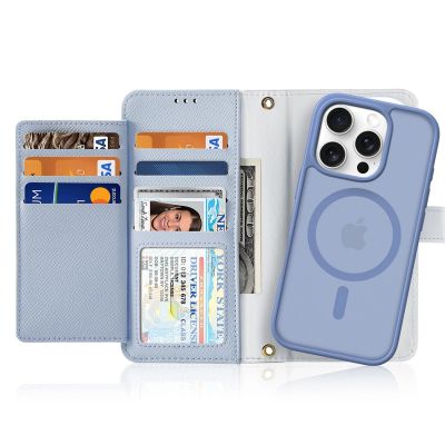 2. Dux Ducis Lawa iPhone 16 Pro Leather Case with Detachable Magnetic Wallet - Blue