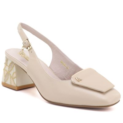 Beige leather pumps with a free heel Artiker 58C0672