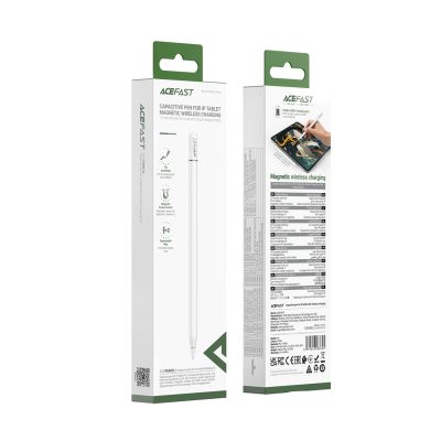 7. Acefast V3 Capacitive Stylus for iPad with Wireless Charging and 2 Interchangeable Tips - White